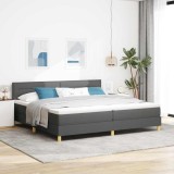 VidaXL Pat box spring cu saltea &amp; LED Gri &icirc;nchis 200x200 cm Țesătură