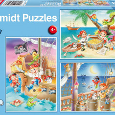 Puzzle 3x48 piese+1 poster inclus, tema Bande de pirati, SCHIMDT