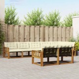 vidaXL Set de canapele de exterior cu pernă 8 pcs Natural și Crem 3369573