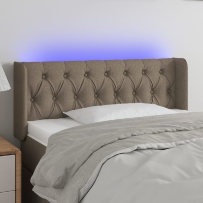 vidaXL Tăblie de pat cu LED, gri taupe, 103x16x78/88 cm, textil 3123566 foto