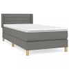 Pat box spring cu saltea, gri inchis, 80x200 cm, textil