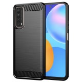 Husa Huawei P Smart 2021 Techsuit Carbon Silicone, negru