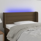 vidaXL Tăblie de pat cu LED, maro &icirc;nchis, 93x16x78/88 cm, textil