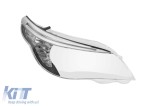 Geam drept pentru far cu spranceana LED si garnitura cromata, potrivit pentru BMW Seria 5 E60 sedan LCI, E61 break LCI 2007-2010 versiunea 3 Performan