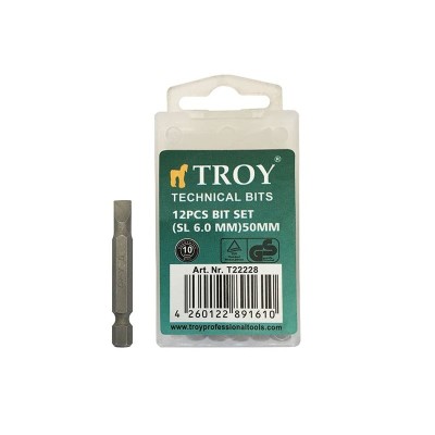 Set de biti drepti Troy 22228, SL6, 50 mm, 12 bucati foto