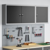 vidaXL Set dulap unelte &amp; panou c&acirc;rlige de perete, 5 piese negru metal