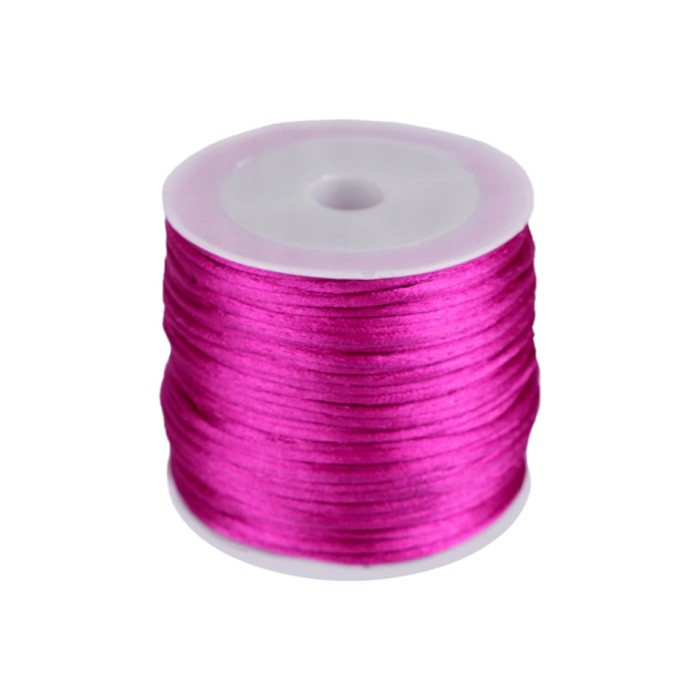 Snur satinat pentru tehnica kumihimo, 27 m, diametru 1 mm, Mov neon