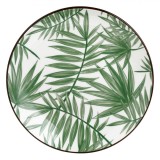 Farfurie Desert, Model Frunze, Diametru 15cm, Alb/Verde, Portelan, Compatibil Mașina de Spălat Vase, Compatibil Cuptor Microunde, Oem