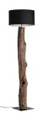 Lampadar lemn maro abajur bumbac negru Kleta 55x180 cm