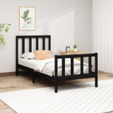 Cadru de pat, negru, 100x200 cm, lemn masiv de pin GartenMobel Dekor, vidaXL