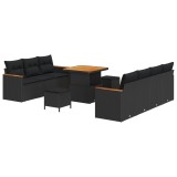Cumpara ieftin Set de canapele pentru gradina 14 buc. 9-Locuri Negru poliratan