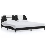 Cumpara ieftin Cadru de pat Viana fara saltea negru si alb 200x200cm piele artificiala