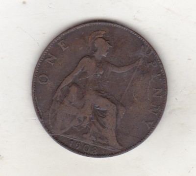 bnk mnd Marea Britanie Anglia 1 penny 1908 foto