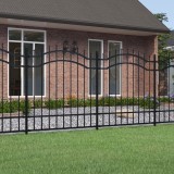vidaXL Gard grădină cu v&acirc;rfuri negru 165 cm oțel vopsit electrostatic