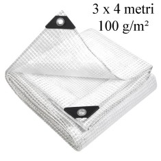 Prelata impermeabila 3x4 m 100g/mp, protectie UV+ si inghet, ochiuri otel 12 mm, transparenta