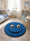 Cumpara ieftin Covor Rotund Camera Copii Smile 12003A-3313, Marime 67 x 67 cm, Albastru Inchis, Inaltime Fir 30 mm, Antialergic, Polipropilena, Gradinita, Cresa, Loc