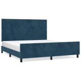 Cumpara ieftin Cadru de pat cu tablie, albastru inchis, 180x200 cm, catifea