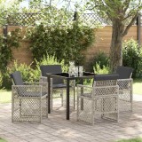 vidaXL Set de masă pentru grădină 5 pcs Gri deschis poliratan