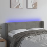 VidaXL Tăblie de pat cu LED, gri deschis, 147x16x78/88 cm, catifea 3123004