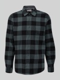 Camasa cu maneca lunga, barbati big size, imprimeu in carouri si croiala Regular fit, Verde inchis, 2XL, 3XL, 4XL