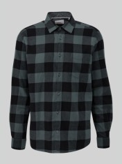 Camasa cu maneca lunga, barbati big size, imprimeu in carouri si croiala Regular fit, Verde inchis, 2XL