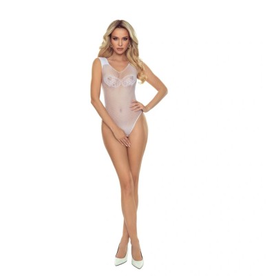 Body Sexy Crotchless Elastic, Alb, S-L foto