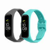 Set 2 curele kwmobile pentru Samsung Galaxy Fit 2, Silicon, Gri/Verde, 53962.13