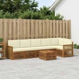 vidaXL Set Canapele Sectionale Exterior Lemn Acacia Natural Crem 6 Piese Gradina