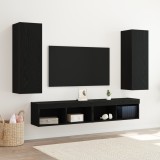 vidaXL Dulapuri TV montate pe perete - 2 piese, Stejar Negru, dimensiuni 30.5 x 30 x 90 cm, realizate din lemn prelucrat.