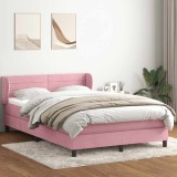 vidaXL Pat box spring cu saltea, roz, 160x220 cm, catifea 3317660
