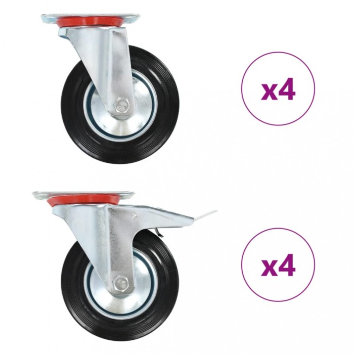 Gossi roti pivotante, 8 buc., 160 mm
