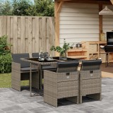 Cumpara ieftin Set mobilier de grădină cu perne, 5 piese, gri, poliratan