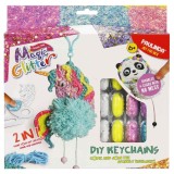 Set de creatie cu sclipici Paulinda, Magic Glitter 2 in 1, Breloc Diy