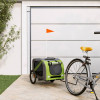 VidaXL Remorcă bicicletă animale companie verde/gri textil oxford/fier