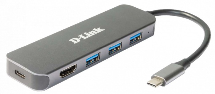 HUB extern D-LINK,porturi 3xSuperSpeed USB 3.0,1xUSB-C with data sync &amp;amp; PD-60W,1xHDMI 4k,Dual-Slot SD/microSD/SDHC/SDXC Card Reader,conec USB Type