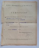 Banca Marmorosch, Blank &amp; Co. &ndash; Certificat angajare 1923, București (original)