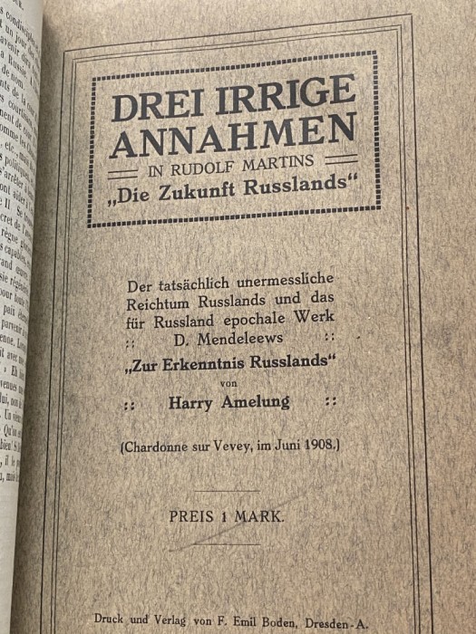 carte veche Drei irrige annahmen Amelung Harry 1908