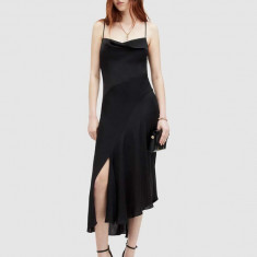 AllSaints rochie UNA culoarea negru, midi, drept