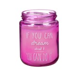 Lumanare in pahar cu mesaj motivational, Roz, 6.5x9 cm, ATU-087491, Oem