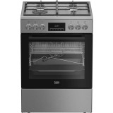 Aragaz Beko FBMA61330GXDT, Mixt, 4 arzatoare, High-Efficiency, SteamShine Cleaning, AirFry, Clasa A, 60 cm, Inox