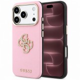 Husa pentru Apple iPhone 18 Pro Max / 17 Pro Max, Guess, Smooth Big Strass Logo, Roz