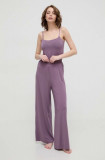 BOSS pantaloni de lounge culoarea violet, drept, high waist 50515585
