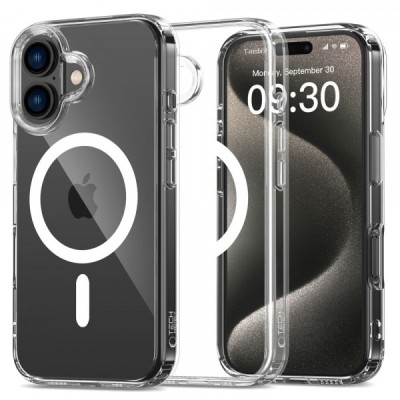 Husa MagSafe pentru Apple iPhone 16, Tech-Protect, Flexair Hybrid, Transparenta foto
