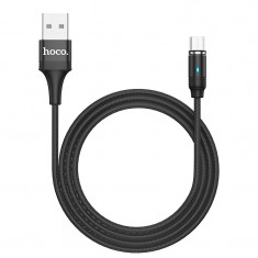 Cablu Date Micro Usb Hoco U76 Textil 1.2m Magnetic Negru foto