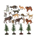 Set 19 figurine animale din zoo cu cutie de depozitare, multicolor, Oem