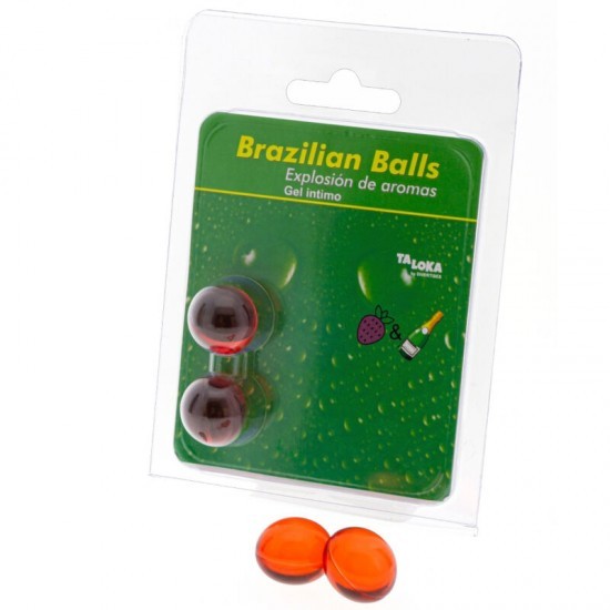 TALOKA - 2 BRAZILIAN BALLS STRAWBERRIES &amp; CHAMPAGNE INTIMATE GEL