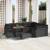 VidaXL Set de canapele pentru grădină 12 pcs Negru 90 x 55 x 71 cm