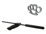 Cumpara ieftin Set baston telescopic negru 50 cm si box argintiu 1 cm grosime
