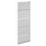 Cumpara ieftin Pantofar cu 5 niveluri si oglinda, alb, 63 x 17 x 169,5 cm