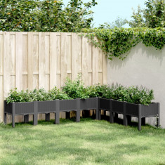 vidaXL Jardinieră de grădină cu picioare, negru, 200x160x42 cm, PP